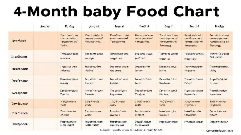 4 months baby food chart